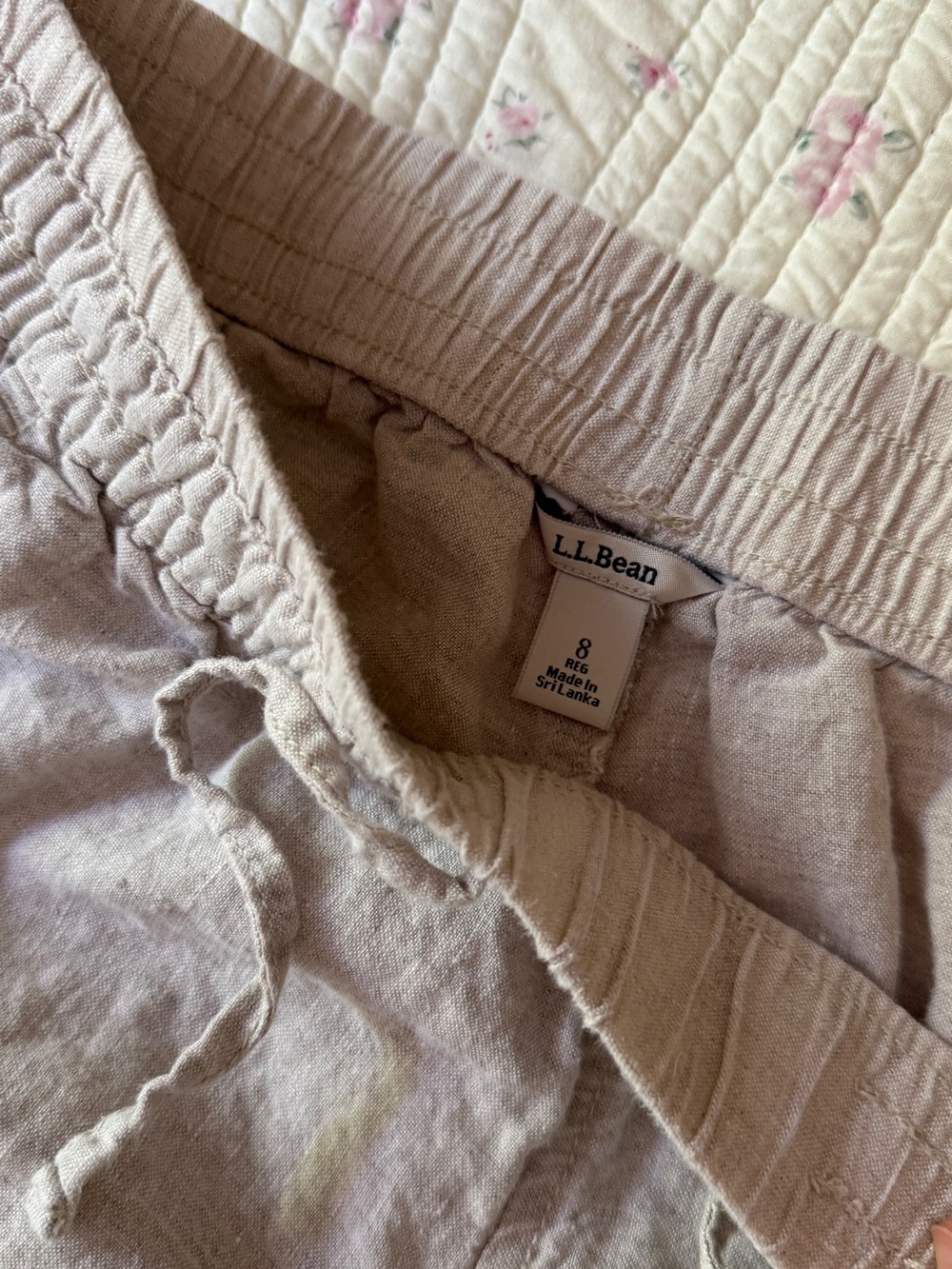 Relaxed Drawstring Linen-Blend Pants - Beige - Picture 2 of 3